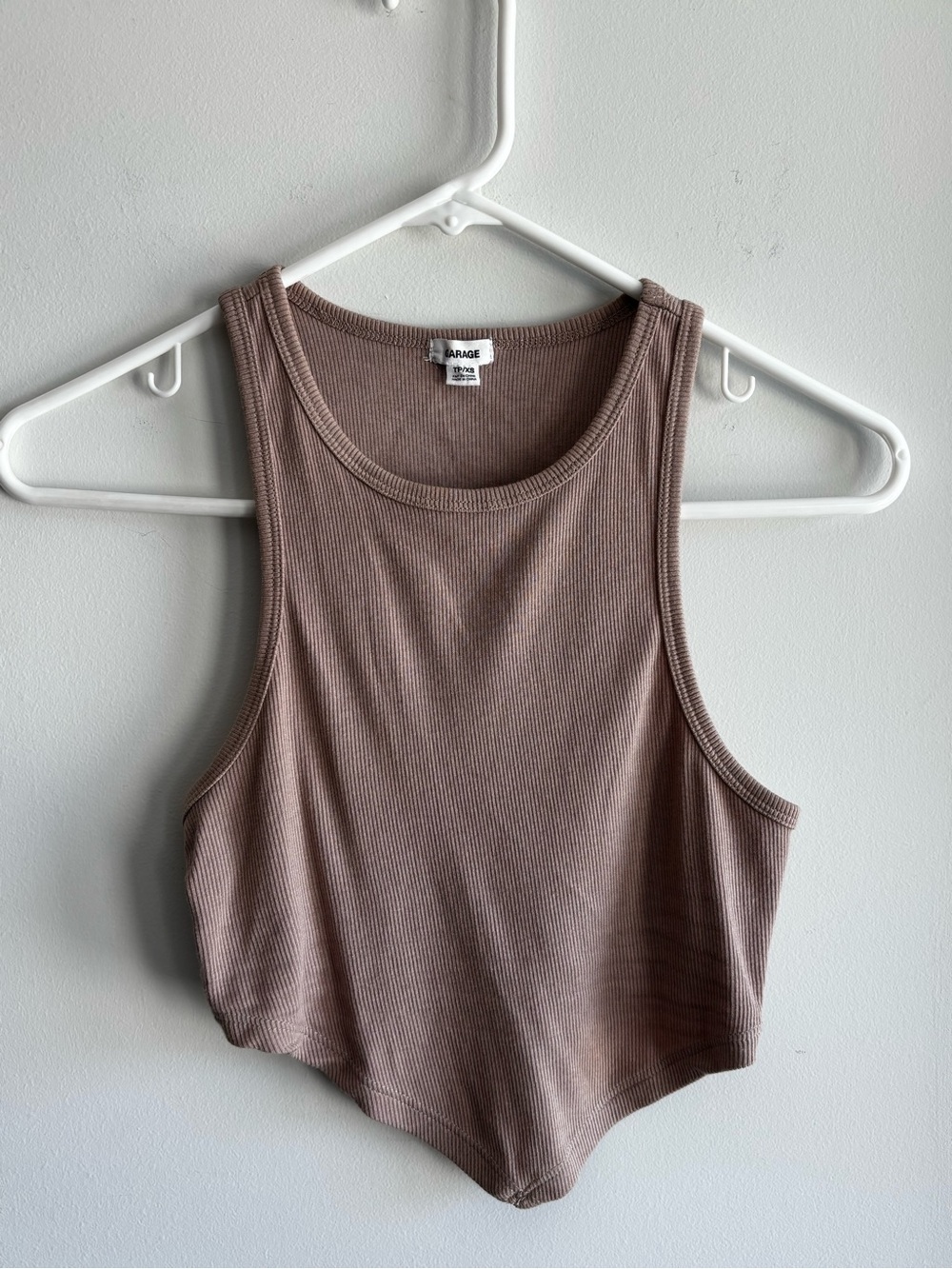 Garage Ribbed Tank Top in Taupe Brown